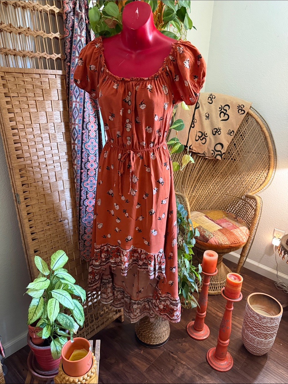 New Look Boho Rust Floral Maxi Dress
